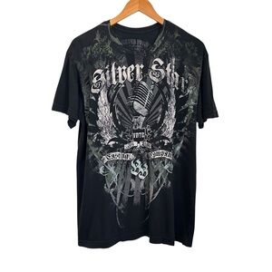 Silver Star Casting Company Mens Graphic T-Shirt Sz Large Black MMA Wings Y2K
